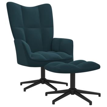 Relaxsessel mit Hocker Blau Samt