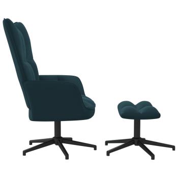 Relaxsessel mit Hocker Blau Samt