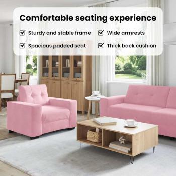 Sofa 3 pcs Rosa Leinenmischgewebe