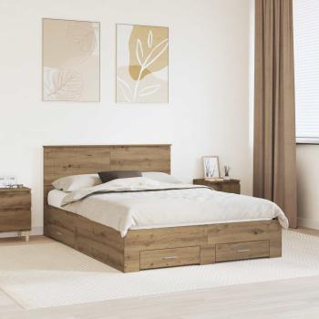 ARDEBO.de - Bettrahmen Artisan-Eiche 140 x 190 cm Holzwerkstoff