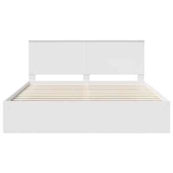 ARDEBO.de - Bettrahmen mit Kopfteil Weiß 200 x 200 cm Massives Kiefernholz