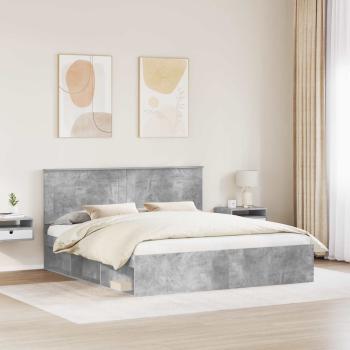 Bettrahmen mit Kopfteil Beton 180 x 200 cm Massives Kiefernholz