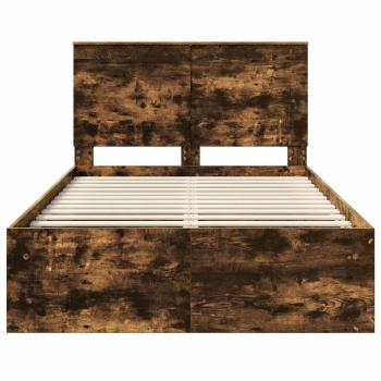 Bettrahmen Geräucherte Eiche 135 x 190 cm Massives Kiefernholz