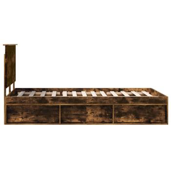 Bettrahmen Geräucherte Eiche 135 x 190 cm Massives Kiefernholz