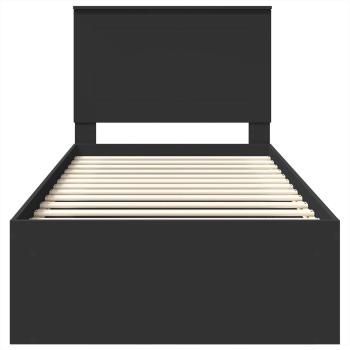 Bettrahmen Schwarz 90 x 200 cm Massives Kiefernholz