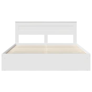 ARDEBO.de - Bettrahmen mit Kopfteil Weiß 200 x 200 cm Massives Kiefernholz
