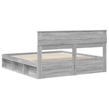 ARDEBO.de - Bettrahmen Graues Sonoma 180 x 200 cm Massives Kiefernholz