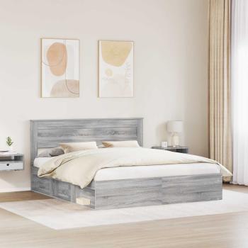Bettrahmen Sonoma-Grau 180 x 200 cm Massives Kiefernholz
