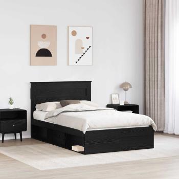 ARDEBO.de - Bettrahmen Schwarz 120 x 200 cm Massives Kiefernholz