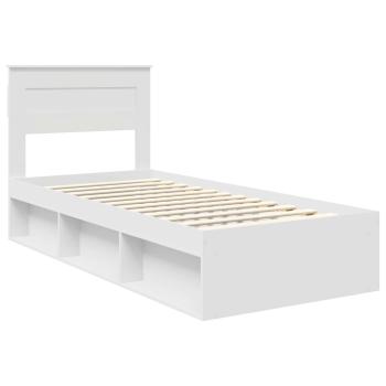 Bettrahmen mit Kopfteil Weiß 90 x 190 cm Massives Kiefernholz