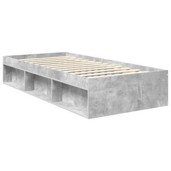 Bettrahmen Uni Beton Grau 90 x 190 cm Massives Kiefernholz