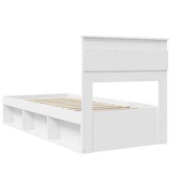 Bettrahmen mit Matratze Weiß 75 x 190 cm Massives Kiefernholz