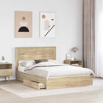 Aufbewahrungsbett Sonoma-Eiche 140 x 200 cm Holzwerkstoff