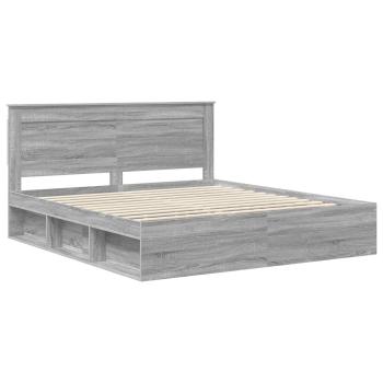 ARDEBO.de - Bettrahmen Graues Sonoma 200 x 200 cm Massives Kiefernholz