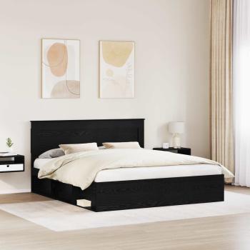 Bettrahmen Schwarz 180 x 200 cm Massives Kiefernholz