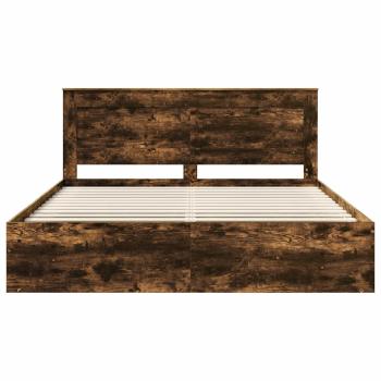 Bettrahmen Geräucherte Eiche 180 x 200 cm Massives Kiefernholz