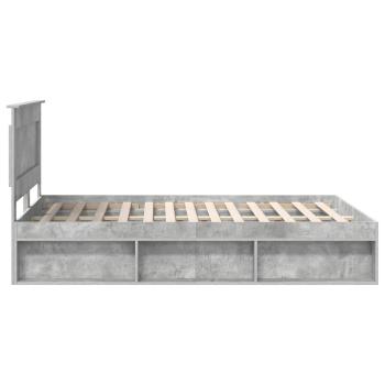 Bettrahmen mit Kopfteil Beton 160 x 200 cm Massives Kiefernholz