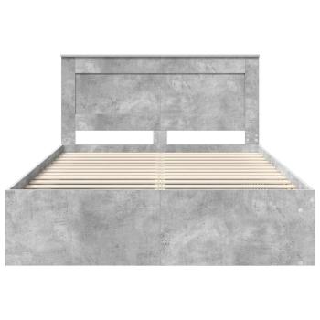 ARDEBO.de - Bettrahmen Beton Grau 150 x 200 cm Massives Kiefernholz