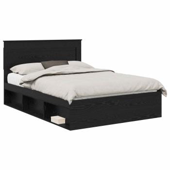 ARDEBO.de - Bettrahmen Schwarz 140 x 190 cm Massives Kiefernholz
