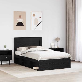ARDEBO.de - Bettrahmen Schwarz 120 x 190 cm Massives Kiefernholz