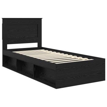ARDEBO.de - Bettrahmen Schwarz 100 x 200 cm Massives Kiefernholz