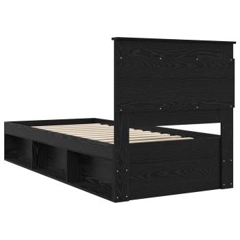 Bettrahmen Schwarz 100 x 200 cm Massives Kiefernholz