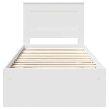 Bettrahmen mit Kopfteil Weiß 90 x 190 cm Massives Kiefernholz