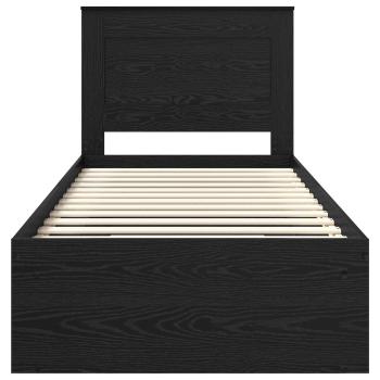 Bettrahmen Schwarz 75 x 190 cm Massives Kiefernholz