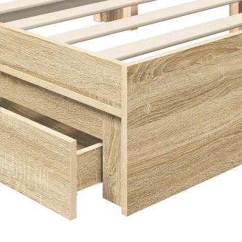 Aufbewahrungsbett Sonoma-Eiche 140 x 190 cm Holzwerkstoff