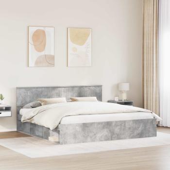 Bettrahmen mit Kopfteil Beton 200 x 200 cm Massives Kiefernholz