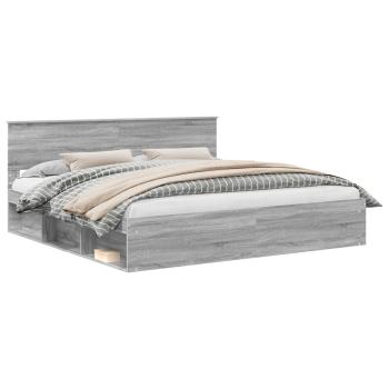 Bettrahmen Graues Sonoma 200 x 200 cm Massives Kiefernholz