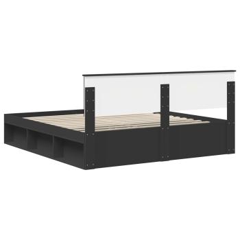 Bettrahmen Schwarz 180 x 200 cm Massives Kiefernholz