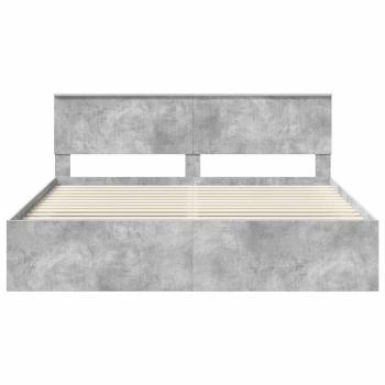 Bettrahmen mit Kopfteil Beton 180 x 200 cm Massives Kiefernholz