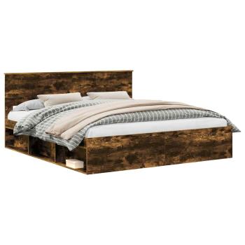 Bettrahmen Geräucherte Eiche 180 x 200 cm Massives Kiefernholz