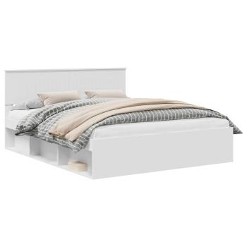 Bettrahmen mit Kopfteil Weiß 160 x 200 cm Massives Kiefernholz