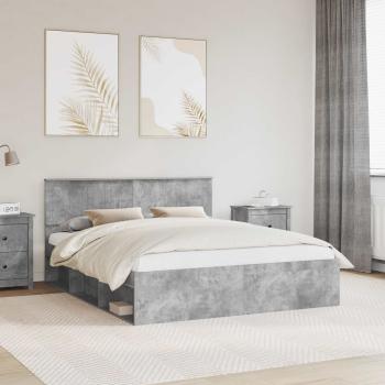 ARDEBO.de - Bettrahmen mit Kopfteil Beton 160 x 200 cm Massives Kiefernholz