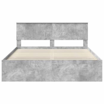 Bettrahmen mit Kopfteil Beton 160 x 200 cm Massives Kiefernholz