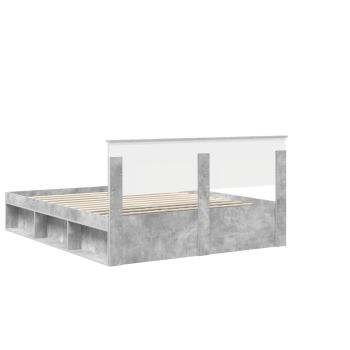 Bettrahmen mit Kopfteil Beton 160 x 200 cm Massives Kiefernholz