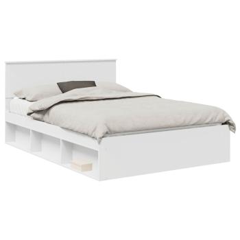 Bettrahmen mit Kopfteil Weiß 140 x 200 cm Massives Kiefernholz