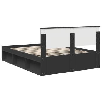 Bettrahmen Schwarz 135 x 190 cm Massives Kiefernholz