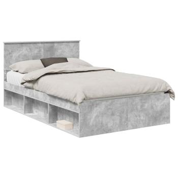 Bettrahmen mit Kopfteil Beton 120 x 190 cm Massives Kiefernholz
