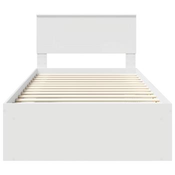 Bettrahmen mit Kopfteil Weiß 100 x 200 cm Massives Kiefernholz