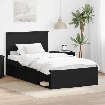 ARDEBO.de - Bettrahmen Schwarz 100 x 200 cm Massives Kiefernholz