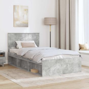 Bettrahmen Beton Grau 100 x 200 cm Massives Kiefernholz