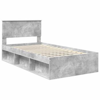 Bettrahmen Beton Grau 100 x 200 cm Massives Kiefernholz