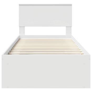 Bettrahmen mit Kopfteil Weiß 90 x 200 cm Massives Kiefernholz