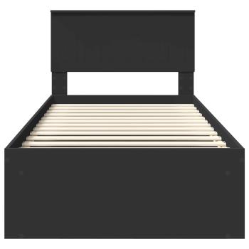 Bettrahmen Schwarz 90 x 200 cm Massives Kiefernholz