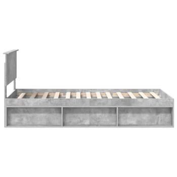 Bettrahmen mit Kopfteil Beton 90 x 200 cm Massives Kiefernholz