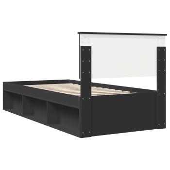 Bettrahmen Schwarz 90 x 190 cm Massives Kiefernholz