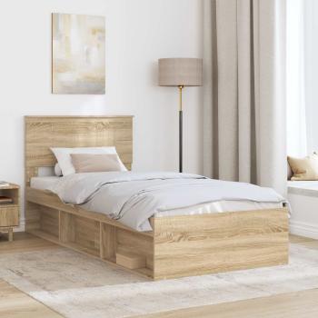 Bettrahmen Sonoma-Eiche 90 x 190 cm Massives Kiefernholz